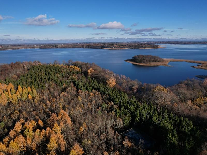 Panorama na lasy i jezioro 