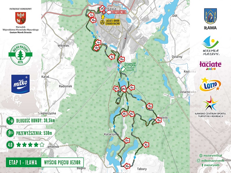 Mapa wyścigu kolarskiego w Iławie 