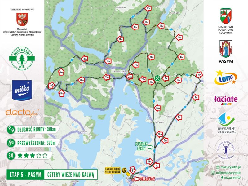 Mapa wyścigu kolarskiego w Pasymiu 