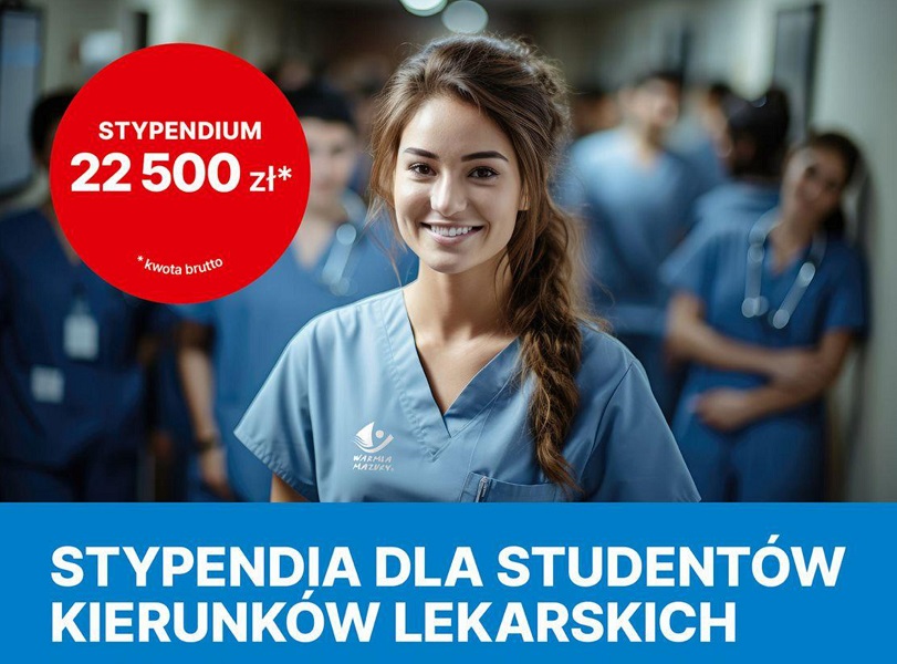 Plakat z napisem: Stypendia dla studentów kierunków lekarskich